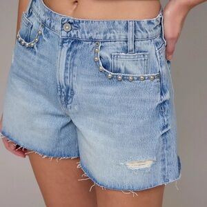 Hidden Jeans Pearl Embellished Medium Wash Shorts Blue Denim high rise size S